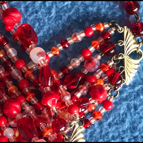 Gorgeous Blood Red GLASS BEAD Germany Necklace! - Picture 7 of 8